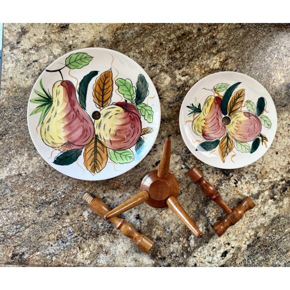 Vtg MCM Ironstone Royal Sealy Tiered Serving Plate Set Japan Hostess Server EUC - Picture 7 of 9